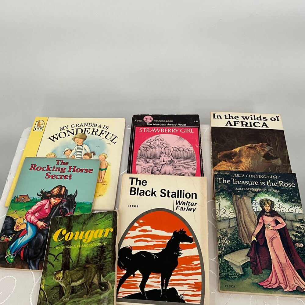 Vintage Children's Books Lot Of 7 - The Black Stallion Strawberry Girl My Grandm